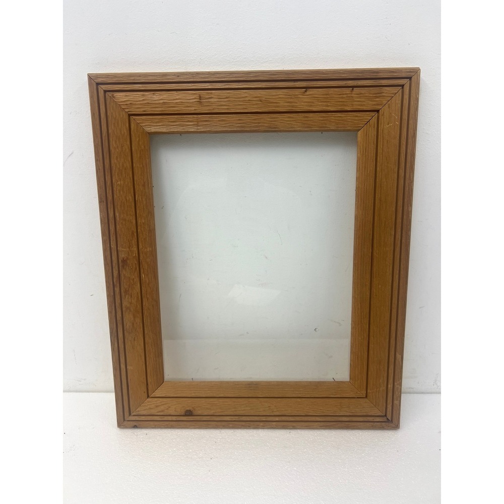 Vintage Carved Oak Wood Picture Frame w Glass Fits 12 x 15 art wooden rustic